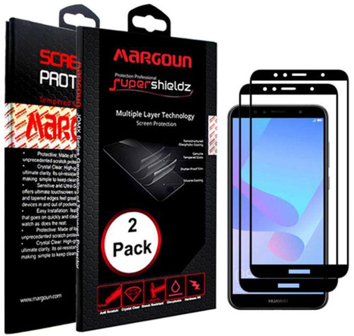 Margoun 2-Pack 5D Screen Protector For Huawei Y7 Prime 2018 - Black