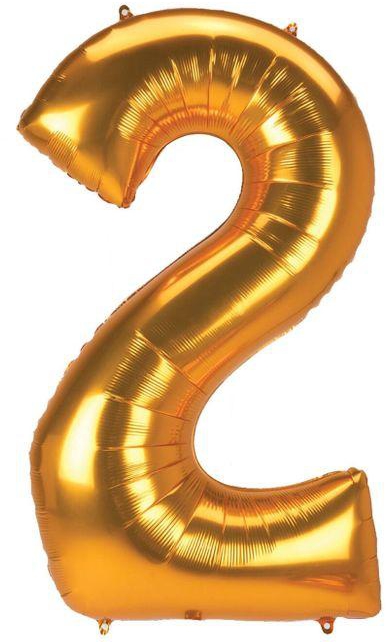 High Quality Number 2 Empty Foil Helium Balloon Party, Birthday, Anniversary-32Inch - (80cm) Gold