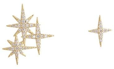 2 Pairs Star Shaped Zircon Studded Earrings
