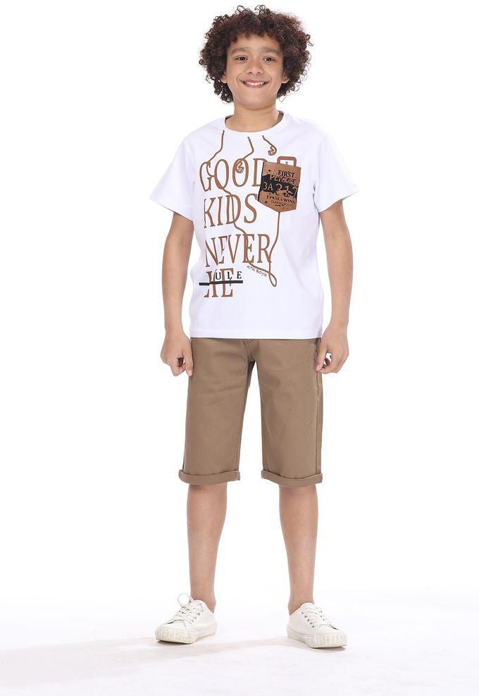 Ktk Brown Shorts With Belt For Boys