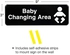 Baby Changing Station Sign: Easy to Mount Informative Plastic Sign with Symbols 9x3, Pack of 3 (Black)