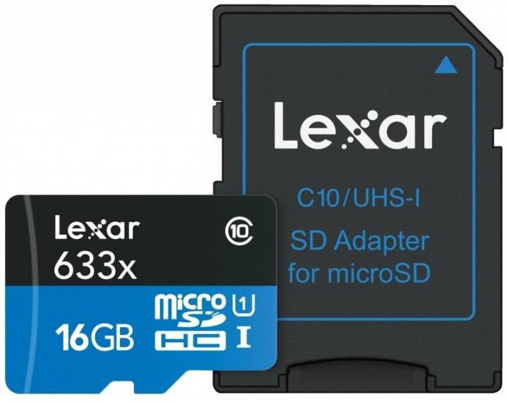 Lexar LSDMI16GBBEU633A Professional Micro SDHC Card W/ Adapter 16GB