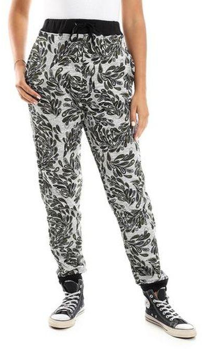 Andora Patterned Regular Pants With Hem - Heather Grey & Dark Olive