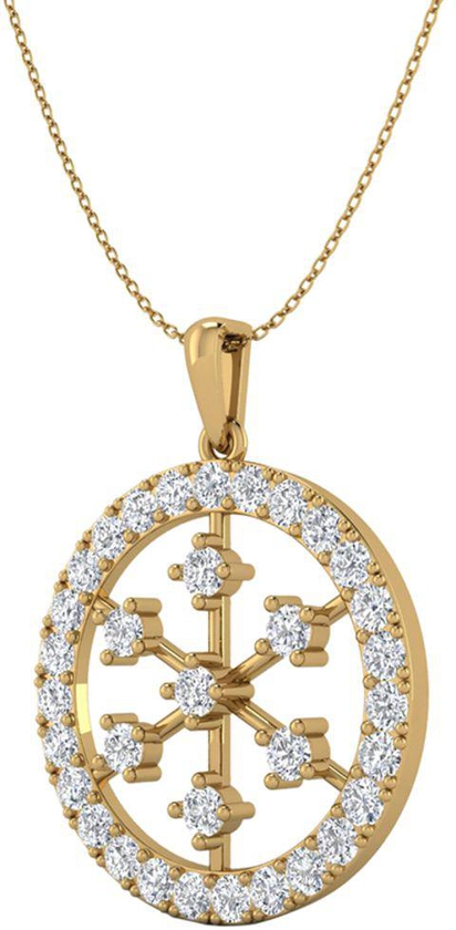 18 Karat Gold 0.95 Carat Diamond Snowflaked Wheel Pendant Necklace