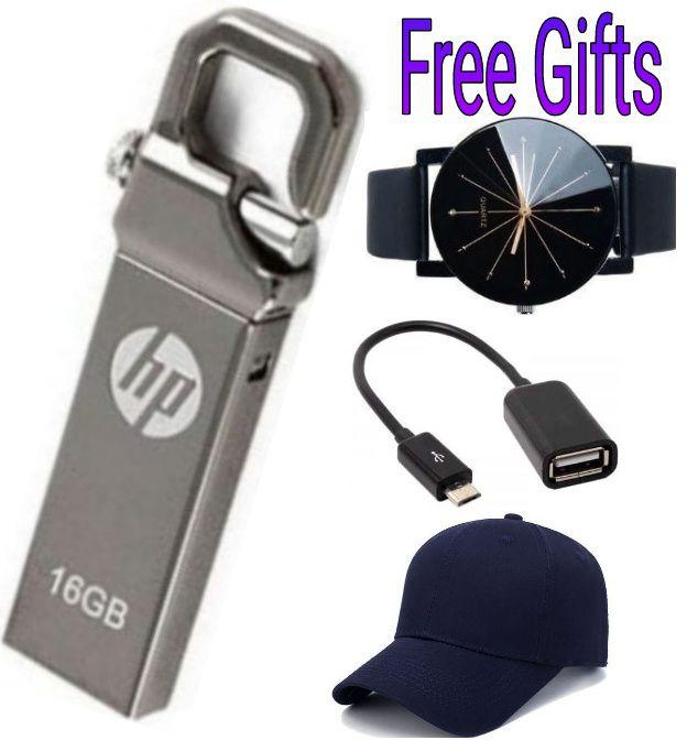 HP 16GB USB Flash Drive+ Extra Cap,OTG Cable, Watch