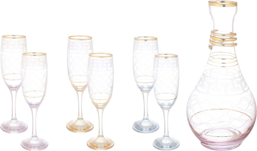 Get Bohemia Drinking Glass Set, 7 Pieces, 180 ml - Multicolor with best offers | Raneen.com