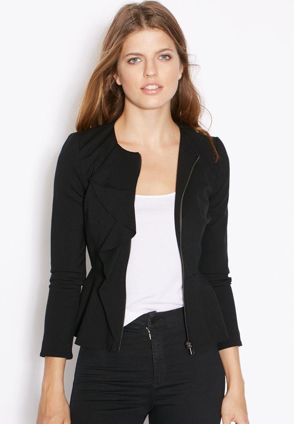 Ruffle Front Fitted Jacket