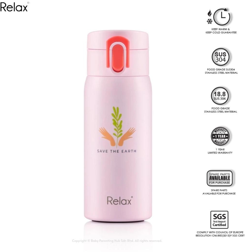 Relax Bottle Thermal Flask 18.8 Stainless Steel 350ml (Pink)