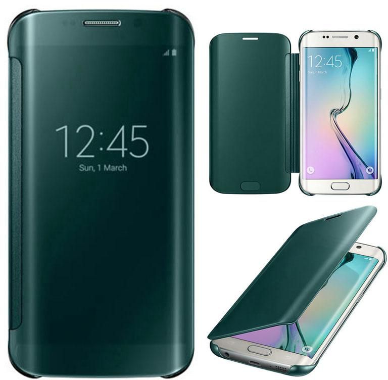 Rubik Certified S-View Flip Clear View Cover For Samsung Galaxy S6 Edge Green