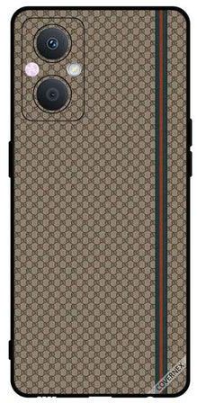 Protective Case Cover For Oppo A96 Red and Green Strips On Brown Pattern
