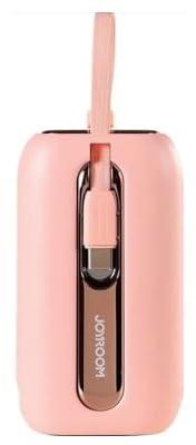 Joyroom JR-L012 Colorful Series 22.5W mini Power Bank with Dual Cables 10000mAh - Pink