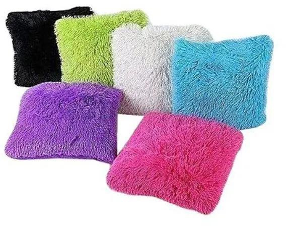 Decorative Fluffy Plush Throw Pillow Case Cushion Covers White Standard Maroon standard  fluffy throw pillow cases cushion
