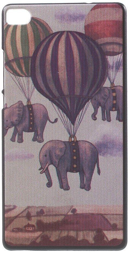 Patterned Hard Phone Cover for Huawei Ascend P8 - Elephants Flying in Fire Balloons