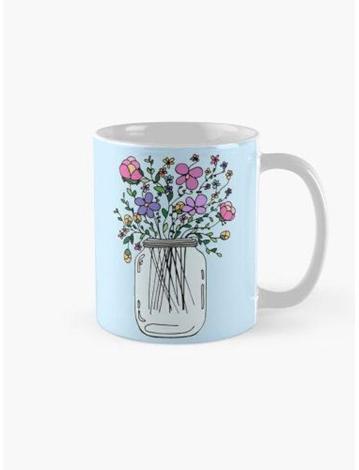 Mason Jar with Flowers Mug