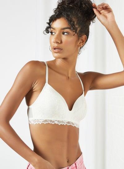 Lace Detail Padded Bralette White