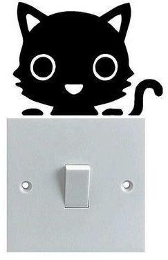 ملصق جداري للمفاتيح الكهربائية بتصميم قطة أسود 10x10سم