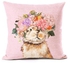 Floral Printed Cushion Cover Pink 45x45centimeter