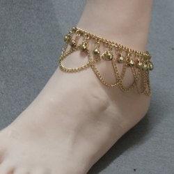 Stylish Gold Plated Small Bell Traditional Anklets - Golden