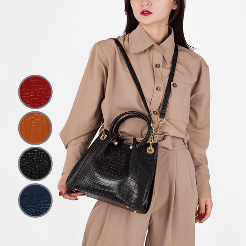 2pcs Women Handbag Crocodile Pattern Shoulder Bags (5 Colors)