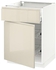 METOD / MAXIMERA Base cab w wire basket/drawer/door, white, Voxtorp high-gloss light beige