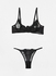 Floral Lace Bralette And Thong Set Black