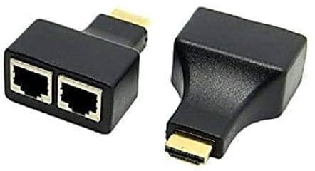 RJ45 2 Port Cat 5 E/6 HDMI Cable Adapter (1080p)