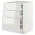 METOD / MAXIMERA Bc w pull-out work surface/3drw, white/Voxtorp matt white, 60x60 cm - IKEA