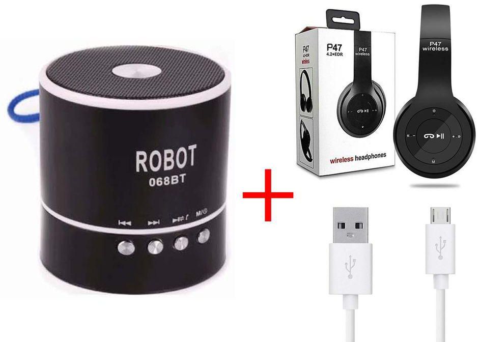 Robot Mini Bluetooth Wireless Stereo Speakers - Black