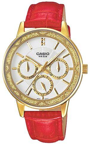 Casio Women's White Dial Leather Band Watch - LTP-2087GL-4A