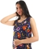 Red Circle Floral Self Patterned Sleeveless Top - Navy Blue, Orange & White