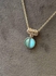 Platinum Plated Stainless Steel Rose Gold Necklace Aqua Blue Stone