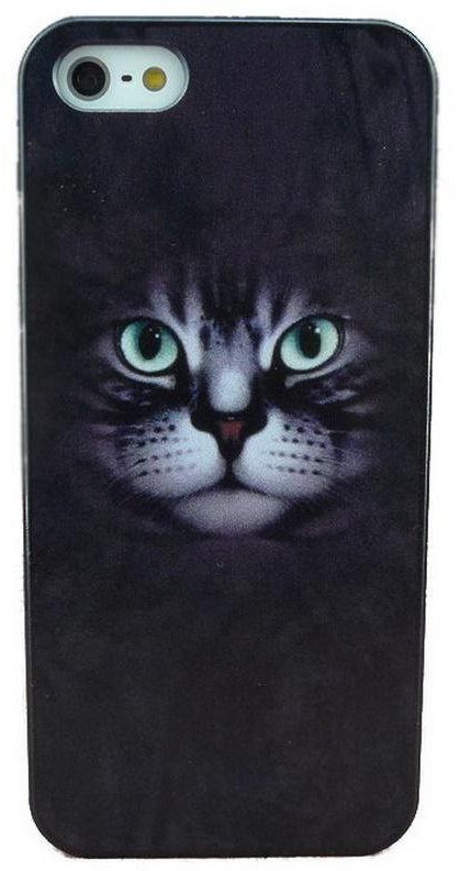Generic Cat Animal Series Green Eyes Hard PC Case For Apple i Phone iPhone 5 5S Black