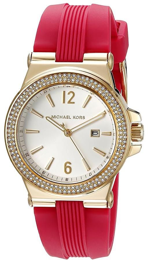 Michael Kors Women's MK2488 Mini Dylan Gold Dial Pink Silicone Watch