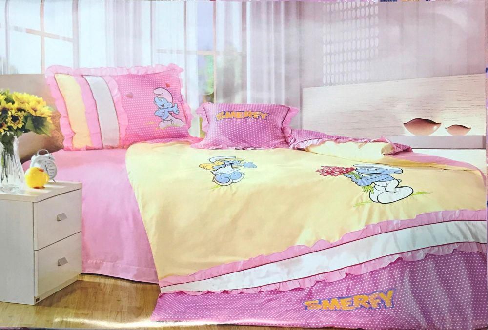cotton cartoon 4pcs bedding set duvet cover flat sheet pillow case  cushion case