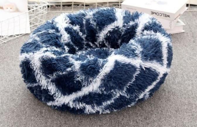 Pado Pet Fluffy Donut Cushion - Pattern Blue L