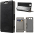 Crazy Horse Folio Leather Stand Cover & Screen Protector for Sony Xperia Z3 Compact D5803 – Black