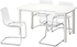 STRANDTORP / TOBIAS Table and 4 chairs - white/transparent 150/205/260x95 cm