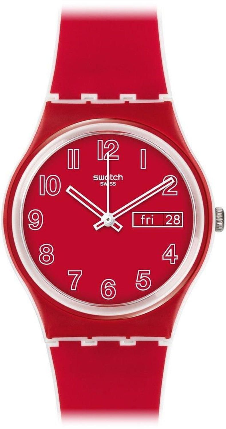 Swatch Red Dial Red Silicone Band Unisex Watch GW705