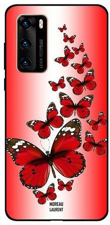 Skin Case Cover -for Huawei P40 Red/Black/White أحمر / أسود / أبيض