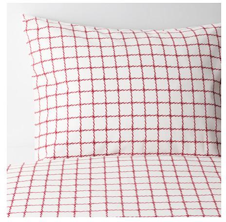 VINTER 2016Quilt cover and pillowcase, check red