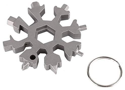SOLDOUT™ 18 In 1 Snowflake Multi Camp Key Ring Outdoor Spanner Survival Hex Wrench Pocket Tool Multifunction Hike Keyring Multipurpose