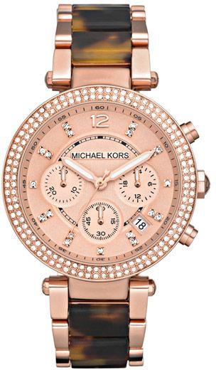 Michael Kors Parker Tortoise Ladies Rose Gold Stainless Steel Band Watch [MK5538]