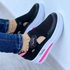 Ladies Flat Platform Shoe Sneakers Female Women Shoe-black