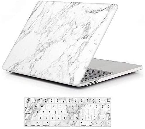 Hard Plastic Body Shell Case with Keyboard Skin Cover for For Apple Macbook Pro 13 13.3in (White Marble)