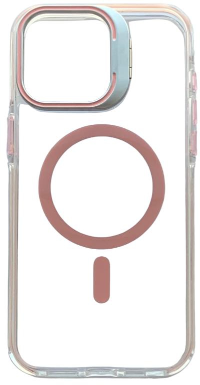 Awamix iPhone 15 Pro Max Transparent Case MagSafe With Unique Stand Pink