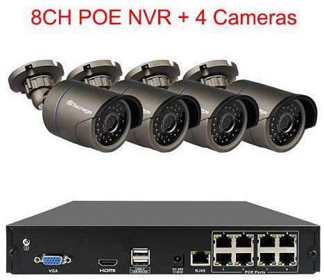 CCTV Security Camera System 8CH 4CH 1080P POE NVR 2.0MP IR Cut Outdoor Waterproof POE Camera P2P Video Surveillance Set(2T)