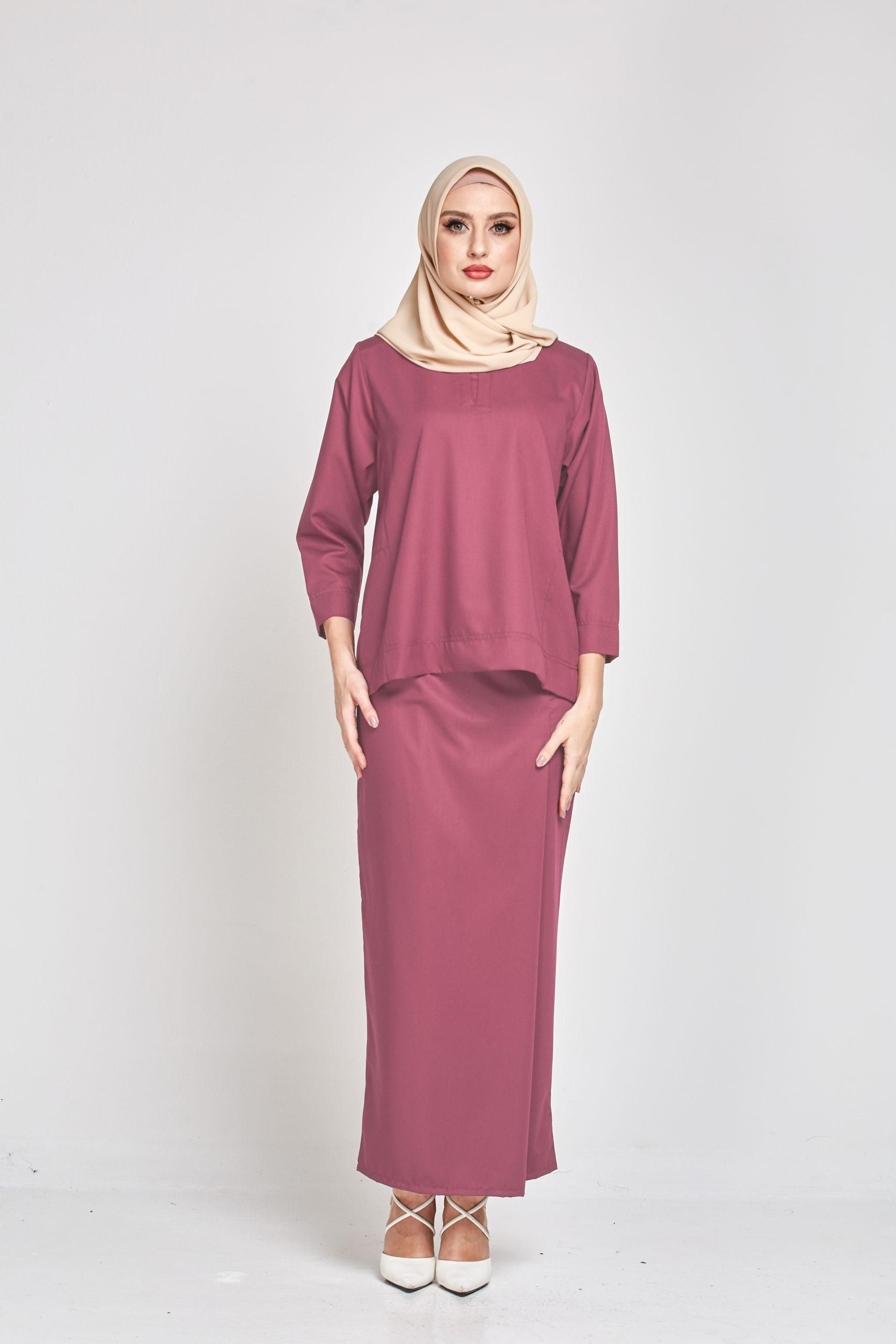 Motherchild Qasimah Kurung Kedah Pesak Osaka Cotton Dress (Dusty Pink)