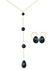 Vera Perla 18K Gold Gradual Built-in with Black Drop Pearl Jewelry Set, 2 Pcs