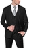 Sunshine Casual Turn-down Collar Blazer Jacket Tux Vest & Trousers Long Sleeve Solid 3-piece Suit Set-Black