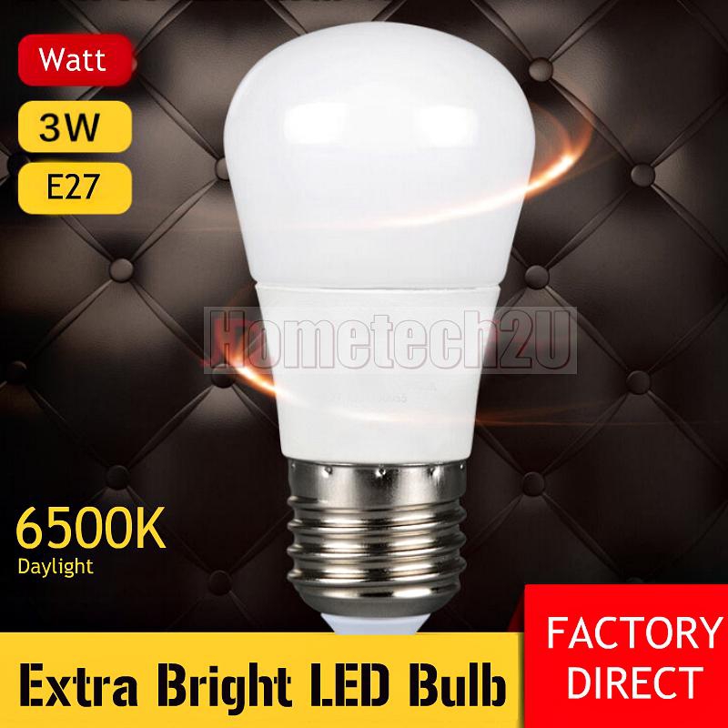 WHOLESALE - Grade A+ 3W E27 Screw LED Light Bulb (Daylight)